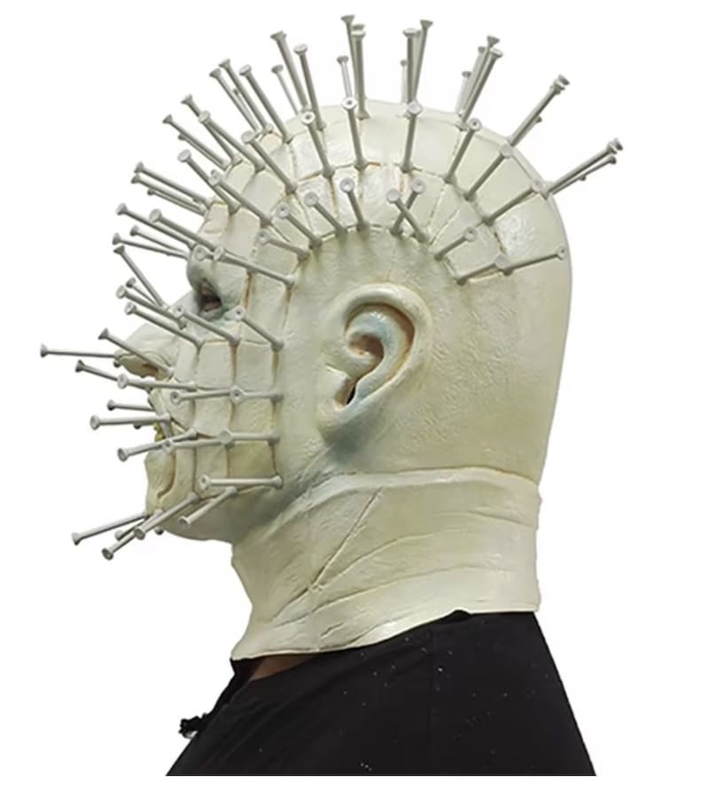 Mască de pinhead hellraiser cu unghii cap pe față