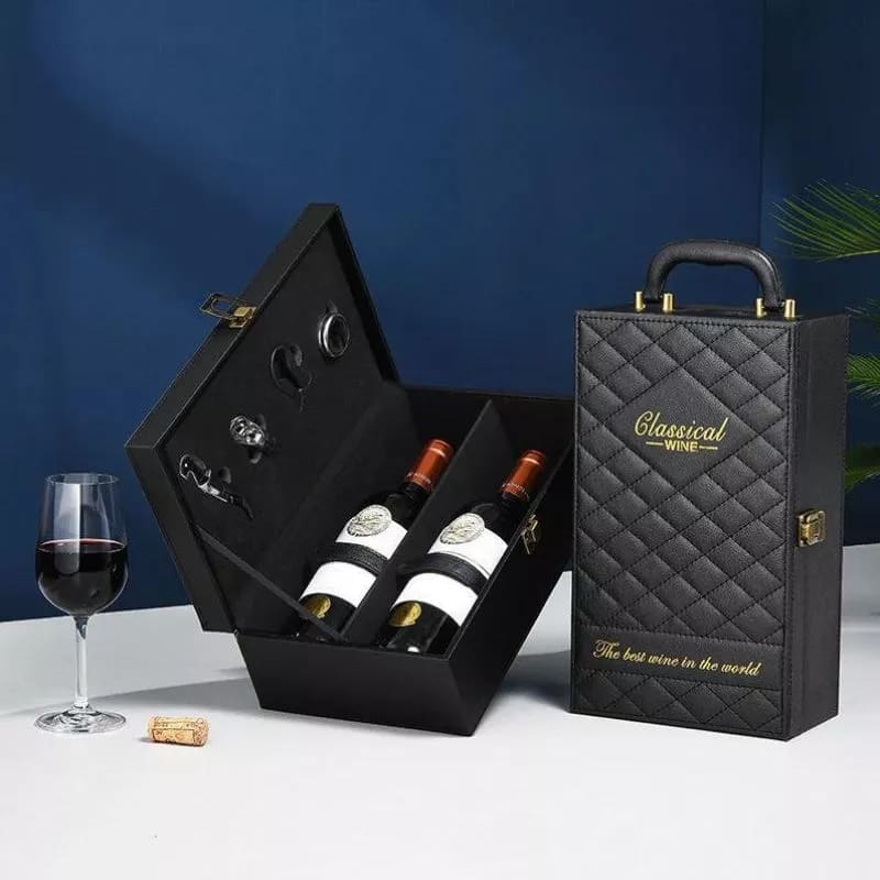 cutie de vin cutie de vin din piele de lux ca set cadou pentru barbati