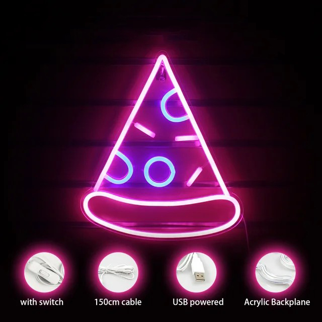 Semn luminos de publicitate cu LED-uri pentru pizza pe logo-ul peretelui