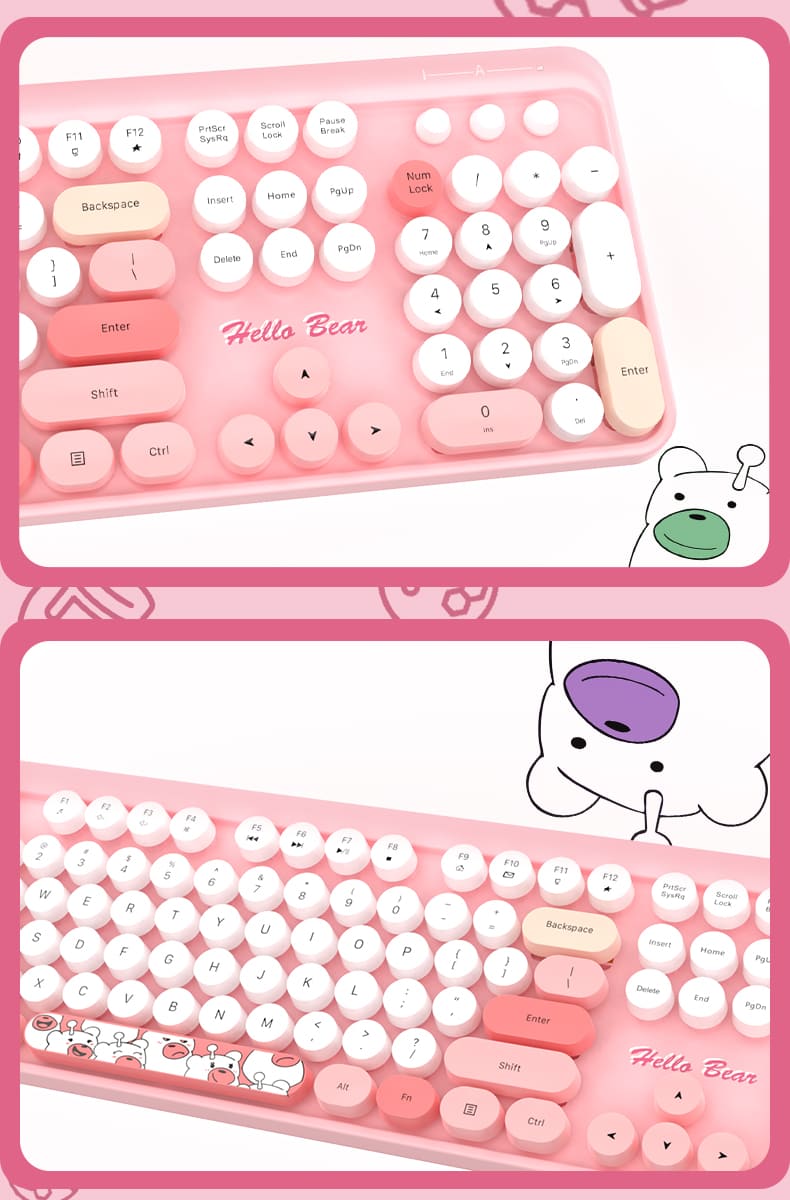 tastatură roz hello kitty set de design mouse stylova