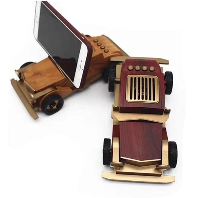 radio auto mini portabil vintage retro din lemn