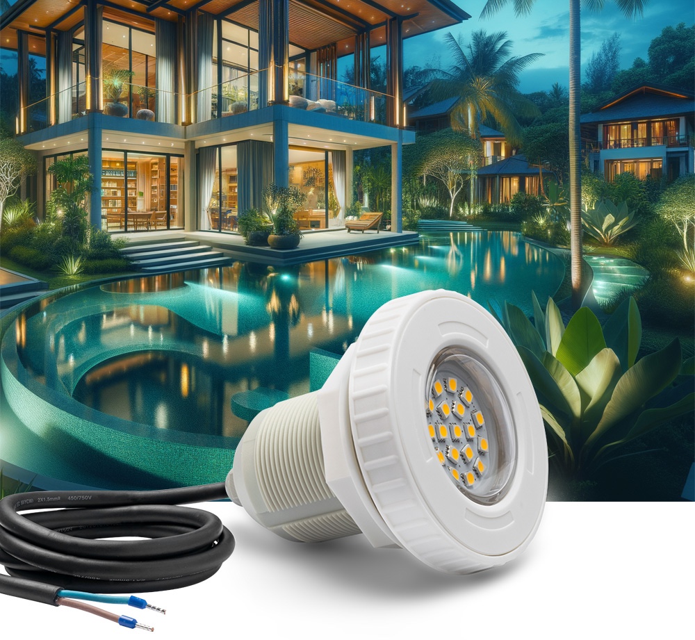 Lampa LED pentru iluminarea unei piscine sau iaz (fântână) - LED alb 3000K alb cald