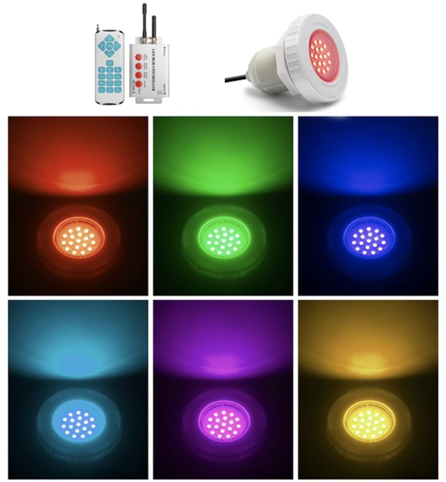 Lumină pentru piscină - Iluminare LED RGB color a piscinei, iazului, lampă cu fântână