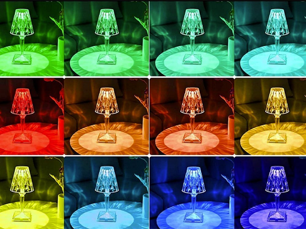 lampa de masa sticla cristal iluminat led colorat noapte lampa rgb