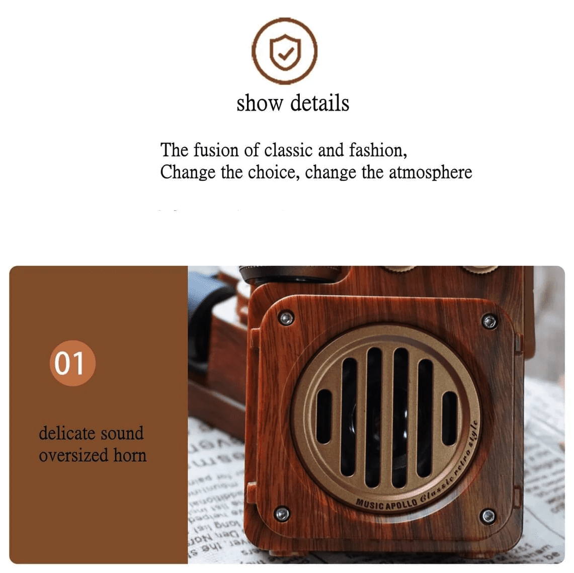 radio din lemn design retro receptor retro