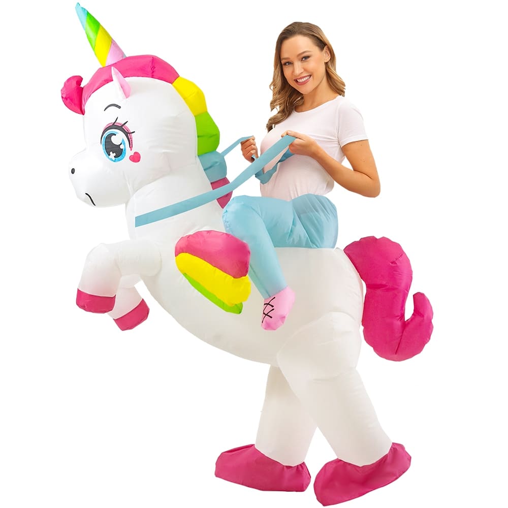 Costum unicorn gonflabil - Figurina (costumul) publicitara gonflabila cu evantai