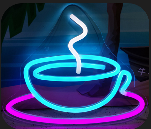 cafea ceașcă de cafea - reclamă LED neon pe perete
