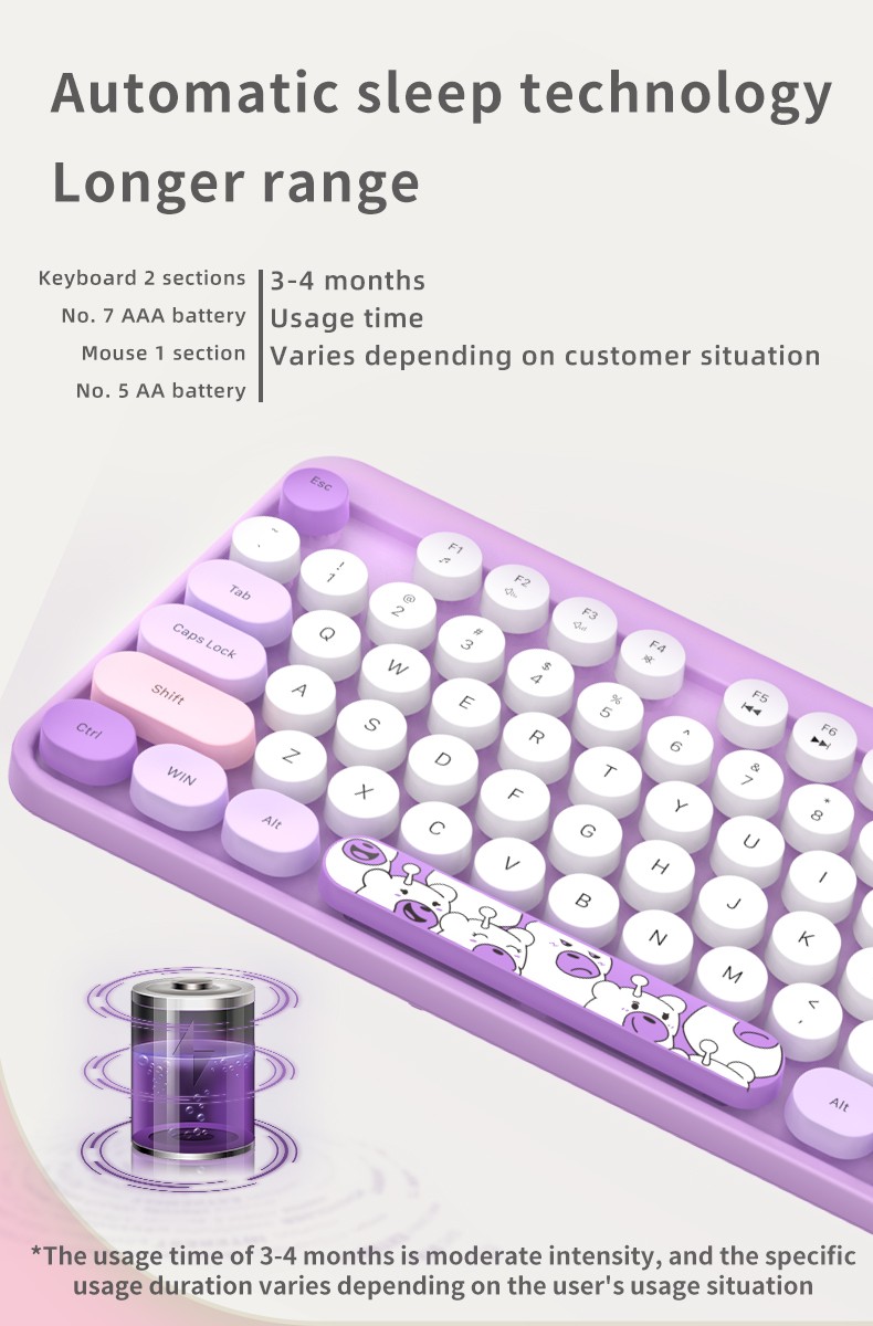 set wireless tastatură și mouse stil violet wifi la modă