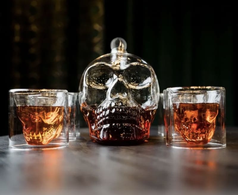 Skull Decantor de whisky cu ochelari 3D în formă de craniu